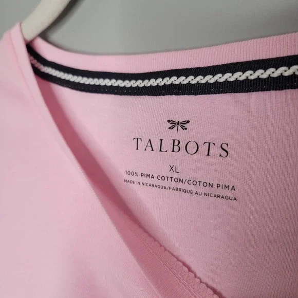 Talbots Tee Shirt Womens Size XL Baby Pink 100% Pima Cotton L/S Crew Neck Top - Picture 5 of 9